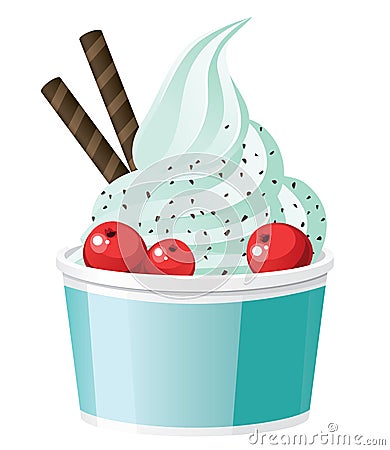 Frozen yogurt with cranberries Vector Illustration