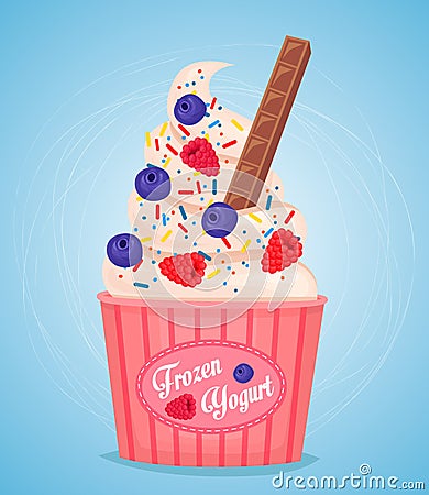 Frozen yogurt cup Vector Illustration