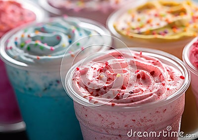 Frozen yogurt healthy colorful milkshakes.Macro.AI Generative Stock Photo