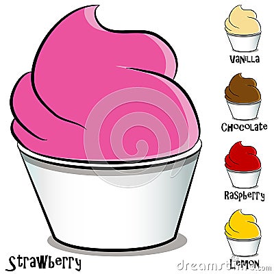 Frozen Yogurt Ice Cream Set Vector Illustration