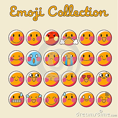 Vector Emoji Set. Emoticon Flat Icon Emoji Collection - Vector Stock Photo