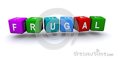 frugal word block on white Stock Photo