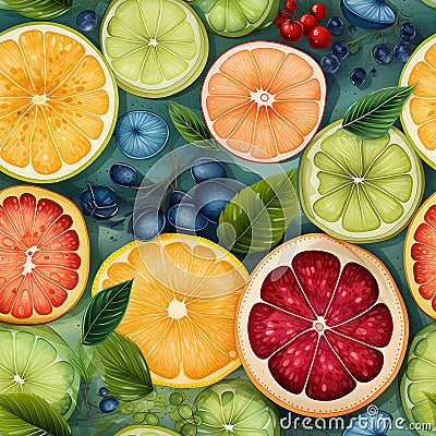 Frui fiesta Seamless Patterns, Generative AI Stock Photo