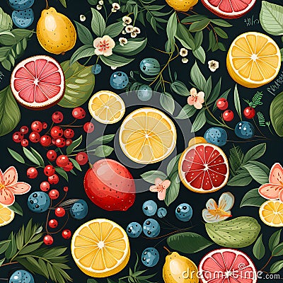 Frui fiesta Seamless Patterns, Generative AI Stock Photo