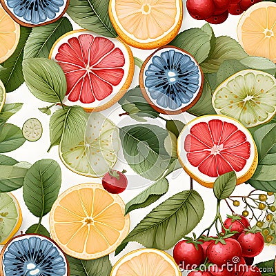 Frui fiesta watercolor Seamless Patterns, Generative AI Stock Photo