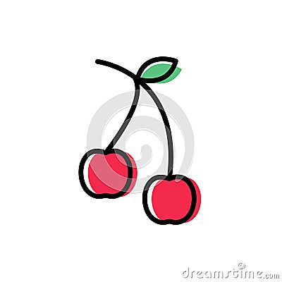 Cherry icon vector flat design illustration Vector Illustration