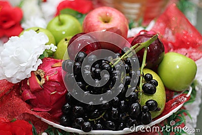 Fruit in basket Stock Photo