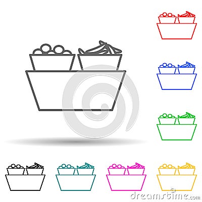 fruit basket multi color style icon. Simple thin line, outline vector of mall shopping center icons for ui and ux, website or Stock Photo