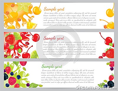 Fruit and berry banners Vector Illustration