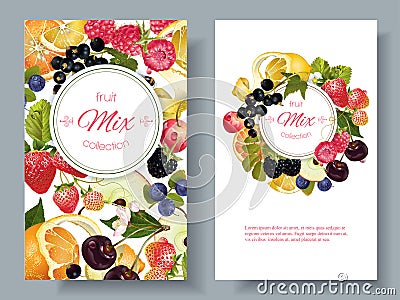 Fruit and berry banners Vector Illustration