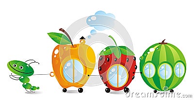 Fruit-berry small houses Vector Illustration