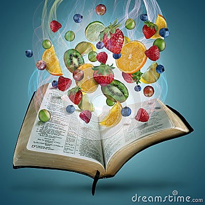 Fruit and Bible Stock Photo