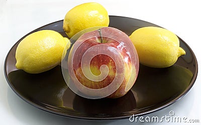 Fruit on a black plate Stock Photo
