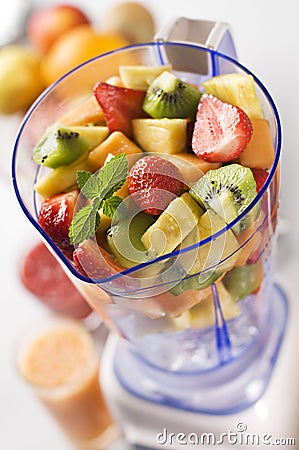 Fruit in blender Stock Photo