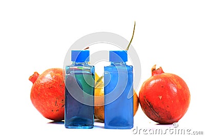 Fruit body scrub bottles Stock Photo