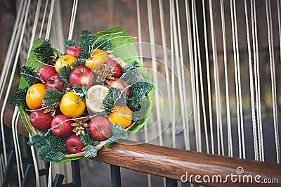 Fruit bouquet for christmas Stock Photo