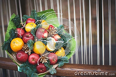 Fruit bouquet for christmas Stock Photo