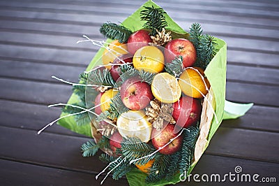 Fruit bouquet for christmas Stock Photo