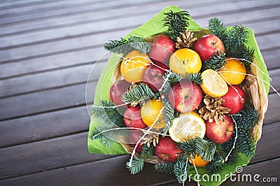 Fruit bouquet for christmas Stock Photo