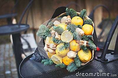 Fruit bouquet for christmas Stock Photo