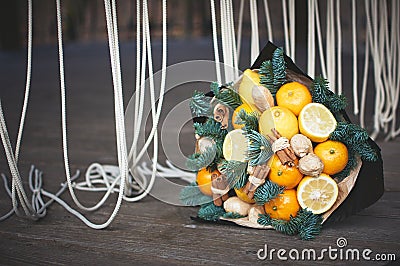 Fruit bouquet for christmas Stock Photo