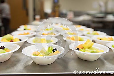 Fruit Bowls for a potluck lunch Stock Photo