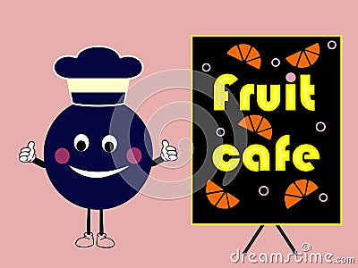Fruit cafe - currant invites you to the cafe. Vector. Vector Illustration