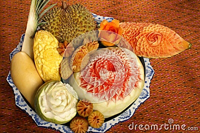 Fruit carving Stock Photo