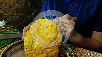 Fruit carving to create beauty for Thai style food Stock Photo