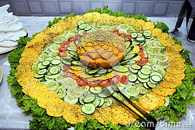 Fruit carvings on the buffet table Stock Photo