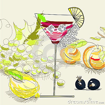 Fruit cocktail Vector Illustration