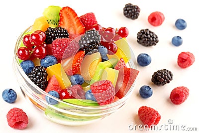 fruit cocktail and mixed berries Stock Photo