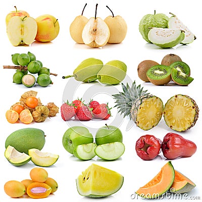 Fruit collection on white background Stock Photo