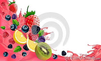 Creative healthy mix fruit for a low calorie snack background, vector and illustration Vector Illustration