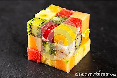 Fruit cube on white background Stock Photo