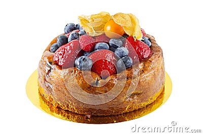 Fruit Custard Cake Stock Photo