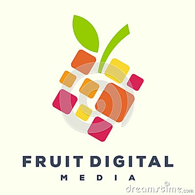 Awesome fruit digital logo Stock Photo