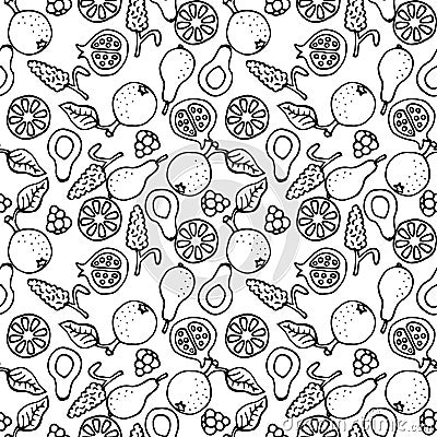 Fruit doodle hand drawn seamless vector pattern Vector Illustration