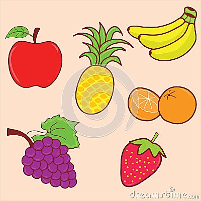 Fruit doodle set Stock Photo