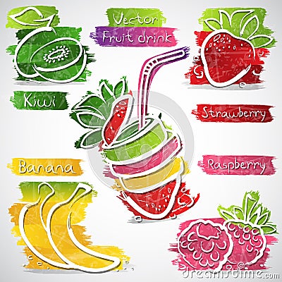 Fruit drink icons Vector Illustration