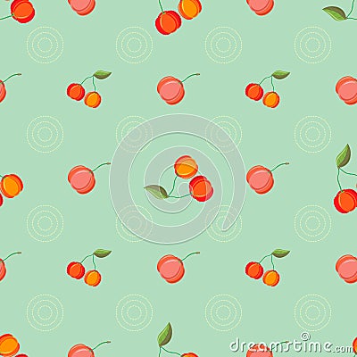 Fruit Eco food print. Acerola seamless pattern. Malpighia glabra Stock Photo