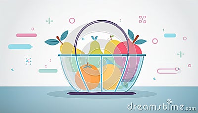 Fruit in elegant glass basket Stock Photo