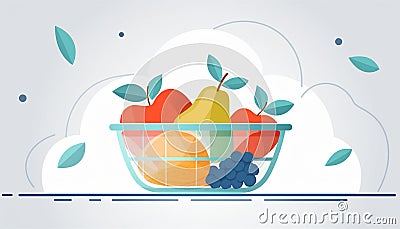 Fruit in elegant glass basket Stock Photo