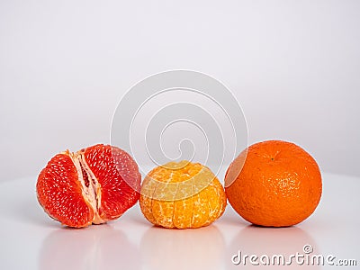 fruit exotic mix orange grapefruit white background many details Stock Photo