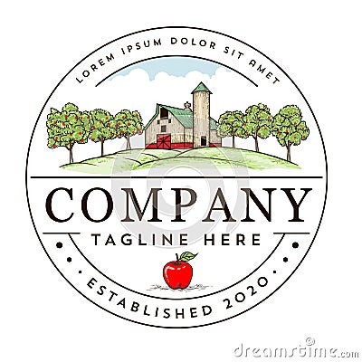 Fruit and fresh farm logo design Vector Illustration