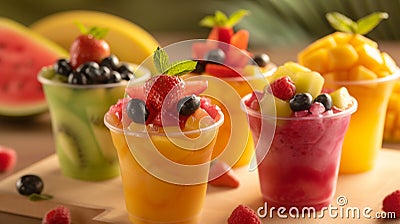 Fruit Fusion Fantasia closeup of healthy fresh. Generative Ai Stock Photo