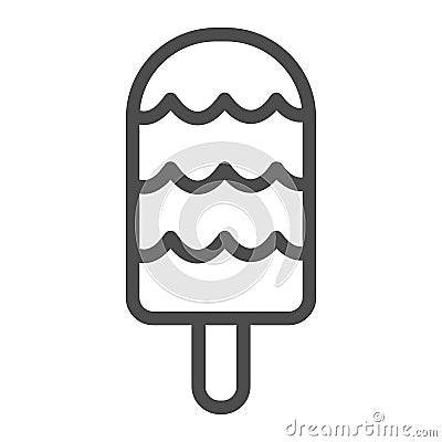 Fruit ice cream line icon, dessert concept, ice-cream sign on white background, icecream icon in outline style for Vector Illustration