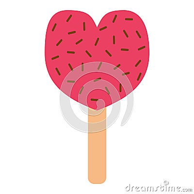 Fruit ice cream vector illustration icon heart isolated cartoon dessert sweet cold snack vanilla tasty frozen candy Vector Illustration