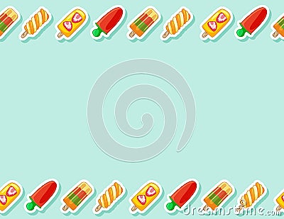 Fruit ice popsicle lollipop ice cream seamless pattern. Cute cartoon style hand drawn background texture tile Vector Illustration