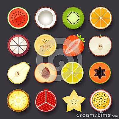 Fruit icon set Vector Illustration